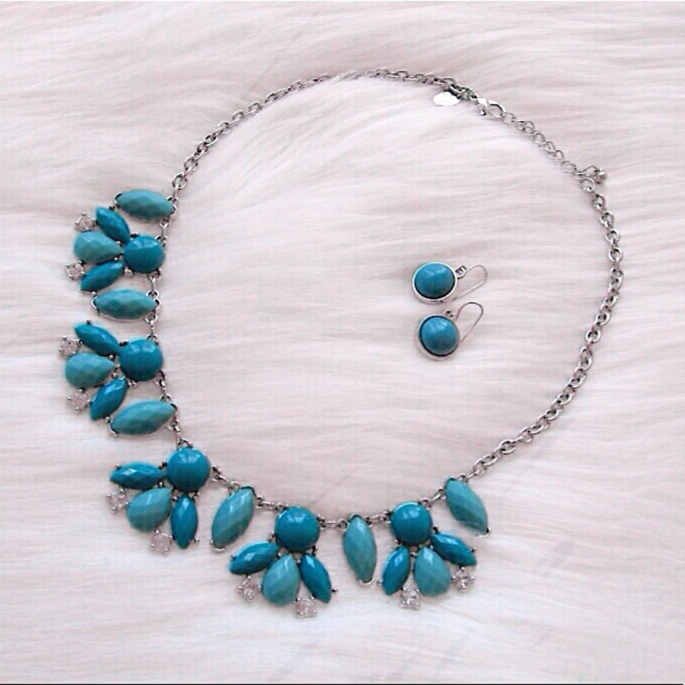 Turquoise Blue Color Necklace and Earrings